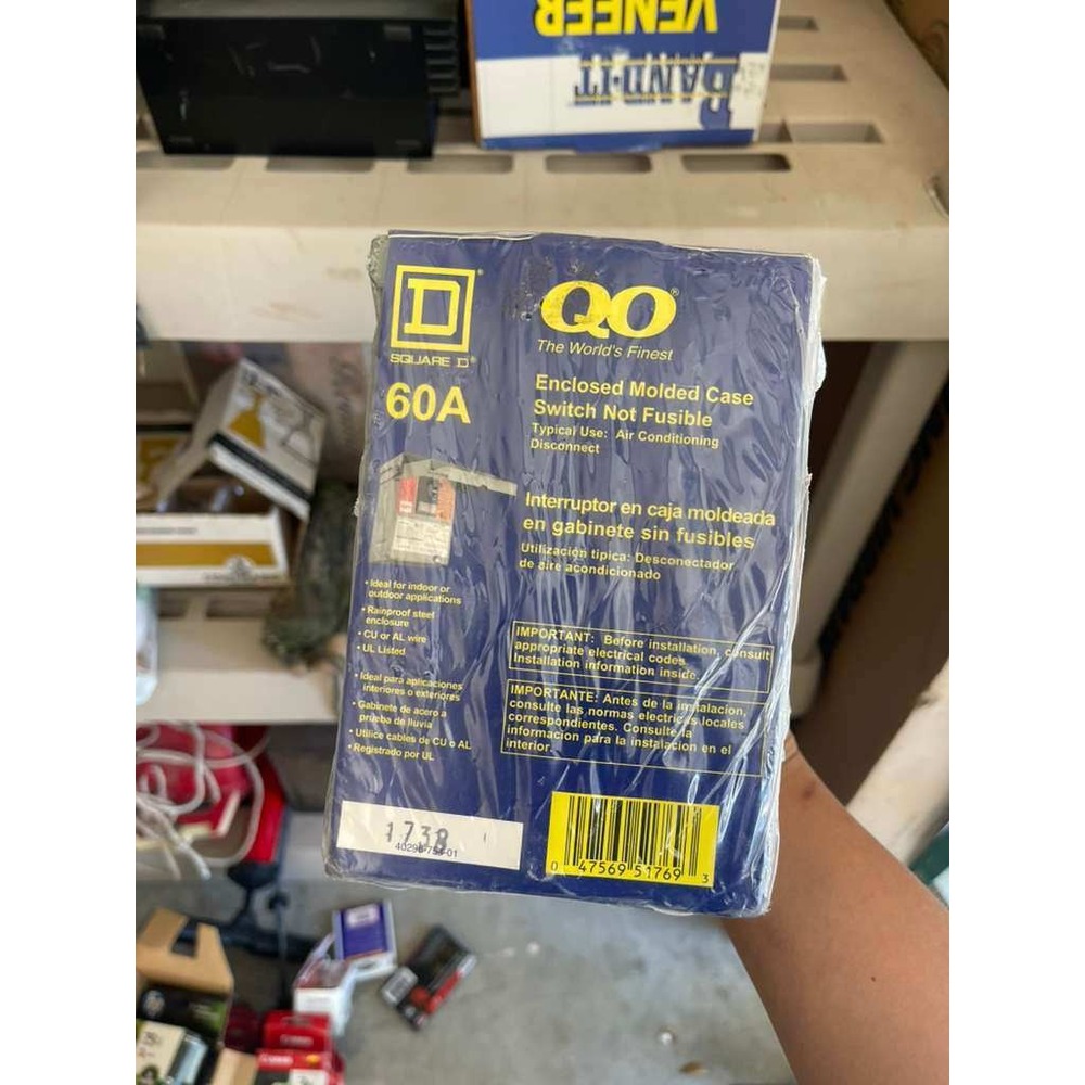 Square D QO 60A 240V 2-Wire Non-Fusible Air Conditioner Disconnect QO200TR‎ NEW